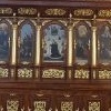 Stalla południowa w prezbiterium z obrazami przedstawiającymi sceny z życia św. Brygidy - stan przed rozpoczęciem prac - kwiecień 2021_1